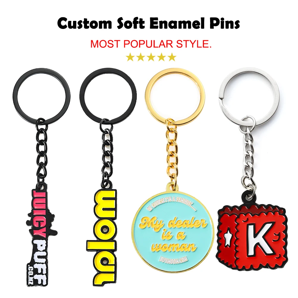 Promotional Custom Logo Zinc Alloy Metal Key Chains 3d Letter Soft Hard Enamel Keyring Keychain