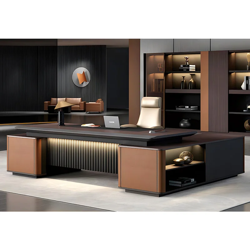 L Shaped Desk Customized Luxury Computer Executive Office Furniture Ergonomic Writing Table Modern High End Sale for B2B image 6