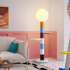 Designer Creative Macaron Children's Room Floor Lamp Memphis Art Living Room Sofa Eye protection Storage Marble Table Lamp