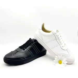 Fashion Trend 100% Genuine Leather Breathable Classic Leisure Sneakers for Women