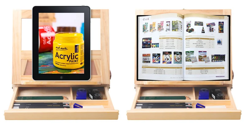 
Твердая Регулируемая Складная Настольная буковая деревянная настольная коробка для эскизов мольберт для художника с ящиком для хранения 