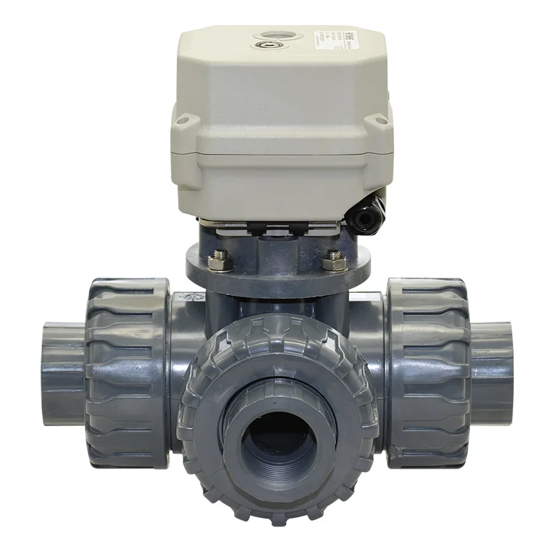 Tonhe DN20 CR501 3 Way UPVC Motorised Motorized Ball Valve with Feedback Wire 12v Ball Valve Actuator