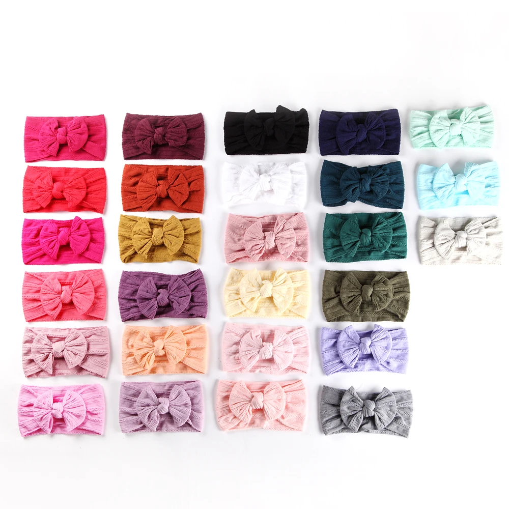 Headwrap Hair Accessories Colorful Cute Newborn Baby Headbands Nylon Fabric  Hairband Kids Girl Children Elastic Bow Hair Band