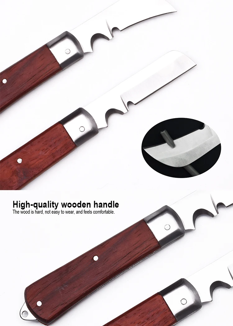 Professional Wooden handle curved blade electrician knife_Shanghai Harden  Tools Co., Ltd.