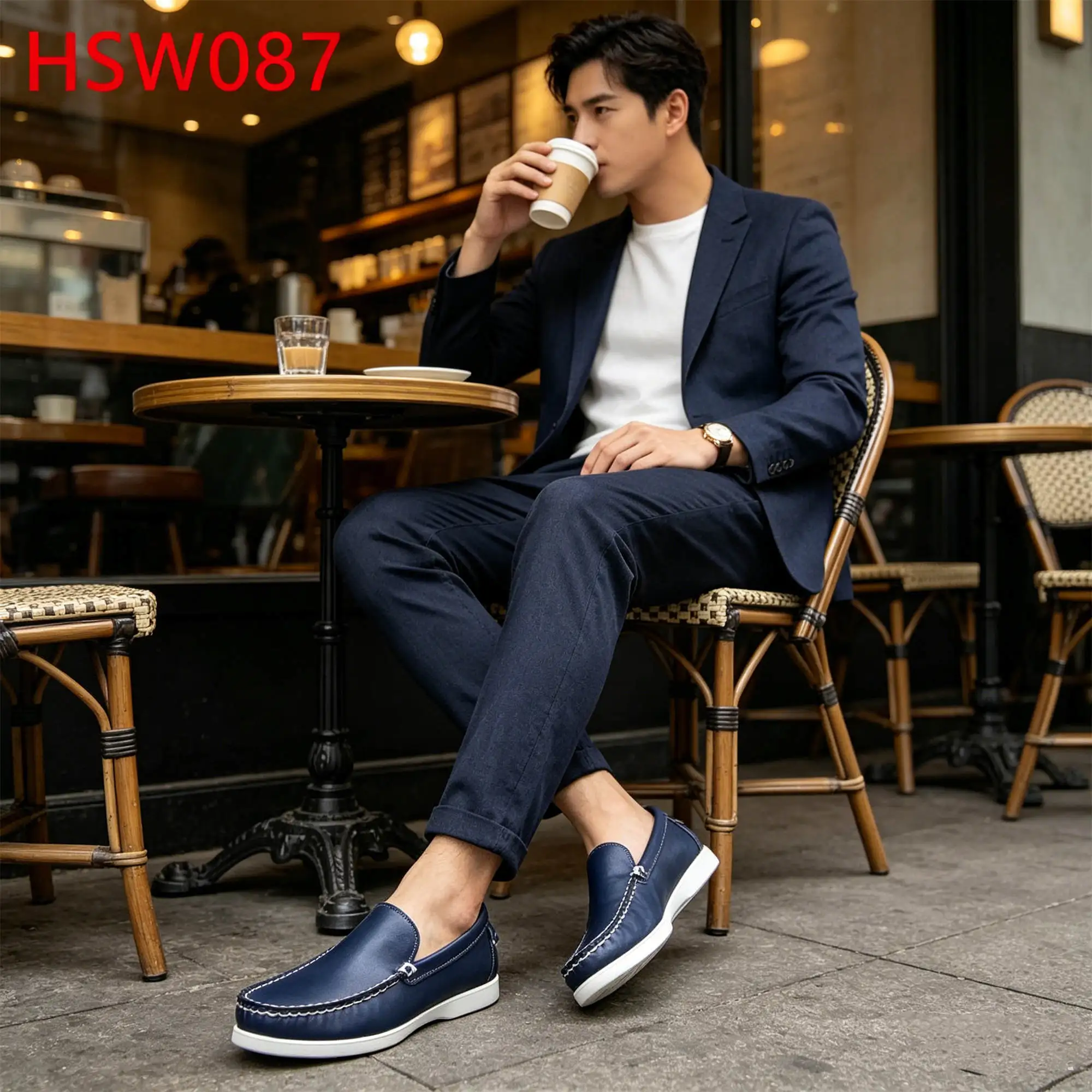 LXG,Weekend Escape Daily Leisure Pull-on Dark Blue Penny Shoes Versatile Occasion Hand Produced Docksides Peas Shoes HSW087