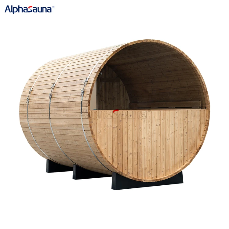 Alpha Sauna Portable Barrel Sauna With Changing Room Outdoor 46 Person