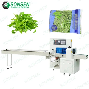 Customized Arugula Automatic Pillow-Type Packaging Machine for Small Businesses to Package Fruits and Vegetables.
