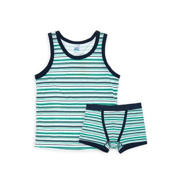 Лидер продаж летнее милое хлопковое нижнее белье для маленьких мальчиков детское дышащее в полоску с мультяшным рисунком комплект оптовая продажа
