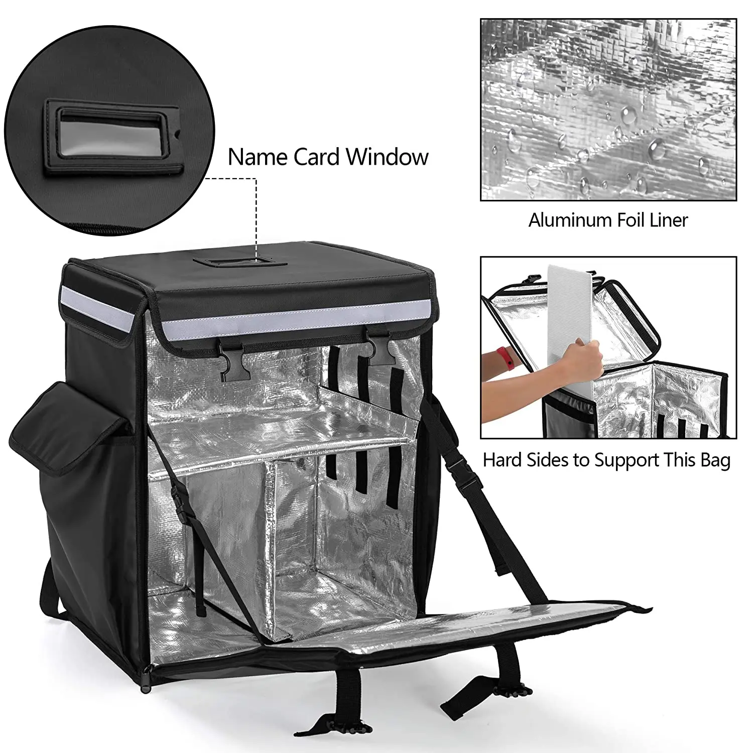 Insulated Food Delivery Backpack with 2 Side Support Boards and Adjustable Inner Dividers backpack delivery man