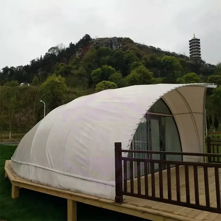Luxury Strong Galvanized Steel Structure Glamping Shell Shape Hotel Tent for Resort