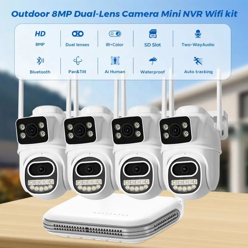 Surveillance Camera Complete Kit of 8 Support 2 Cctv System for Home Integrated Wireless Security Set Video 4 Cameras With Dvr