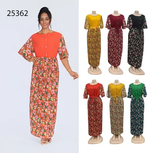 New Style Wholesale Summer Fashion Casual Printed Floral Loose Women's Crewneck Short Sleeve Dress