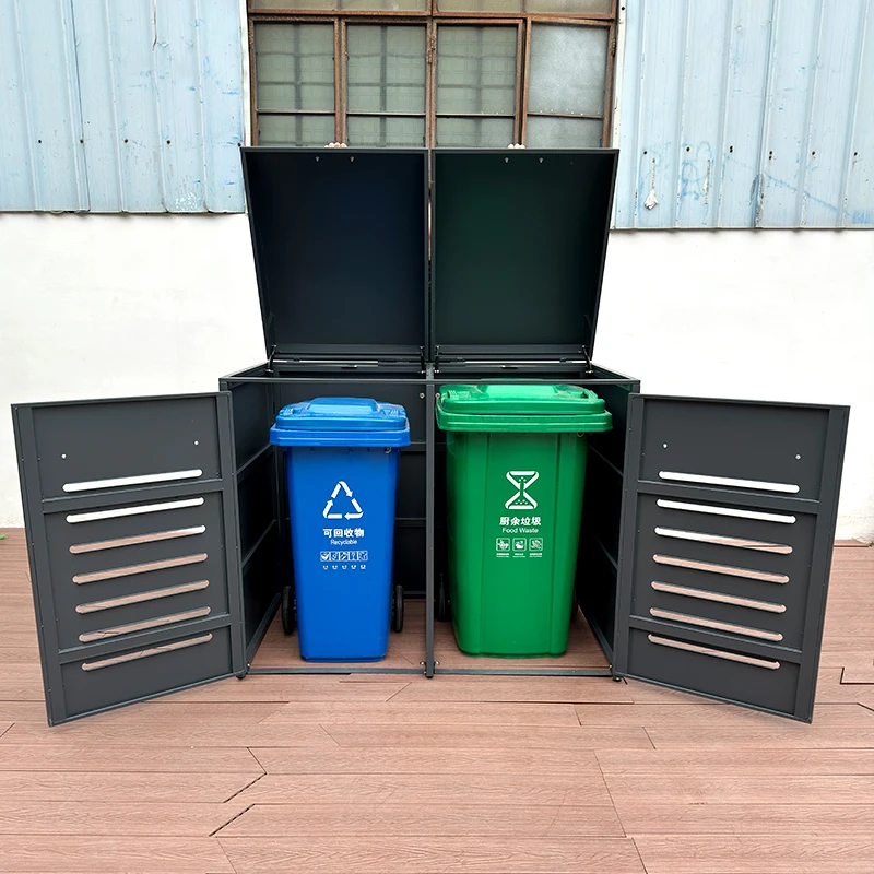High Quality 240L Garbage Bin Cover 3 Outside Storage Bucket Covers with Metal Steel for Outdoor Use Dustbin Box for Sale