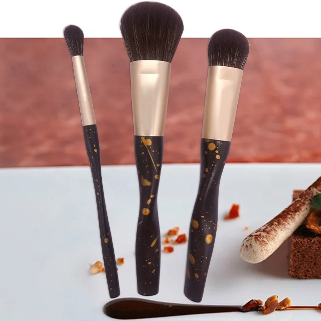 High quality 3pcs Mini Gold Makeup Brush Set High Quality Vegan Makeup Brushes Cosmetic