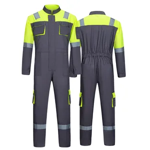 Custom Safety High Visibility Work Wear Clothes for Men Hi Viz Workwear Coveralls Reflective Strips Overall