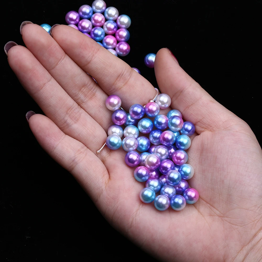 XULIN Best Prices Round 10mm Pearl Bead ABS Rainbow ABS Round Plastic Pearl Beads For Garment Accessories