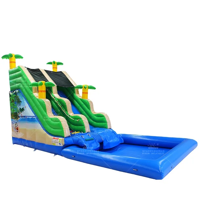 WINSUN Commercial Inflatable Backyard Slide Toboggan Beach Water Slide with Airtight Pool and Blower for Parties and Events