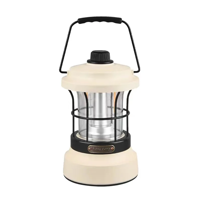 Retro USB-C Camping Lantern Power Bank Emergency Light Battery Indication Flashlight Portable Vintage  LED Warm Dim Tent Lamp