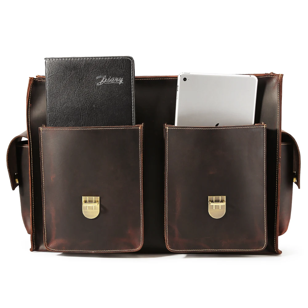 2025 Hot Selling Design Vintage Men Large Capacity 100% Genuine Cow Leather 17 Inch Laptop Bag Briefcase for Men