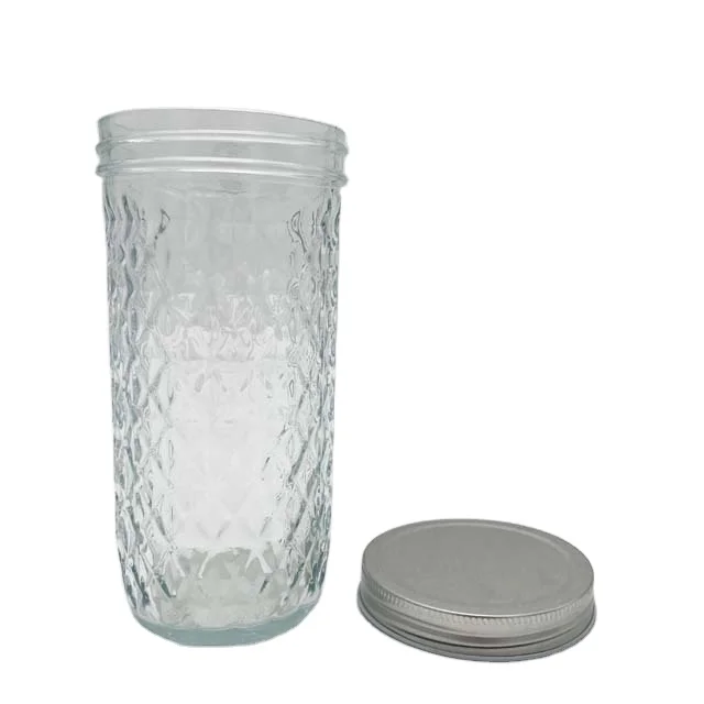 Mason Jar Canning Food Storage Jar Clear Wide Mouth Glass with Metal Lid Hot Sale Wholesale 4oz 8oz 16oz Eco