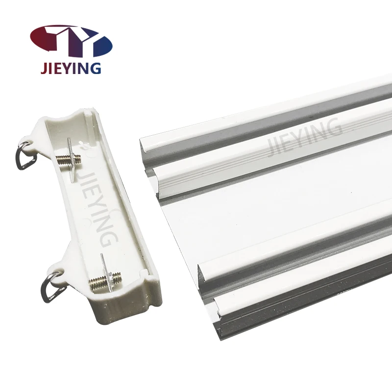 Jieying Aluminum Ceiling Double Curtain Rail Recessed Curtain Poles Suspended Ceiling Double Curtain Track