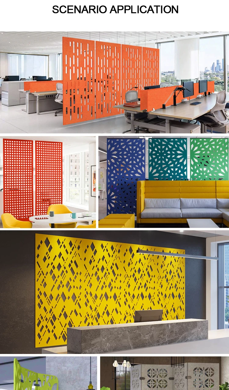 Office Noise Soundproof Polyester Fiber PET Acoustic Panels Engrave ...