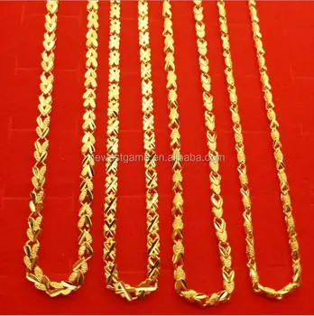 Good quality wholesale gold jewelry designs 24k chain gold plated necklace women chain free shipping 24k gold necklace brass