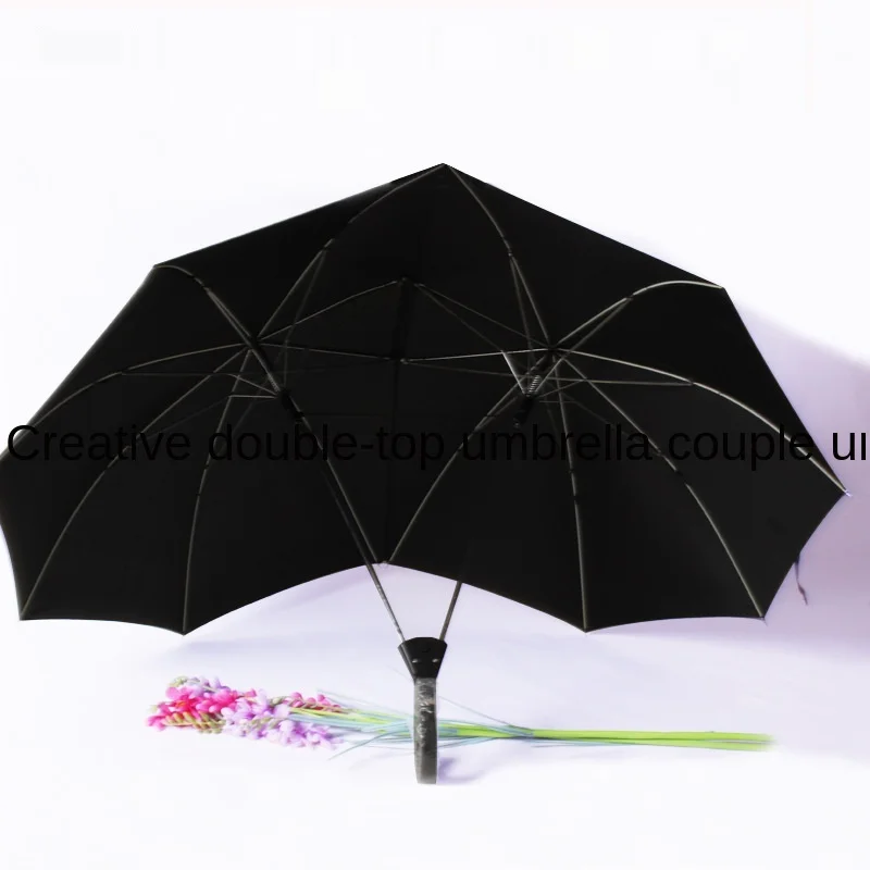 Fashion Two Head Person Lover Couples Automatic Couple Umbrella Double Size Tall T Umbrella 