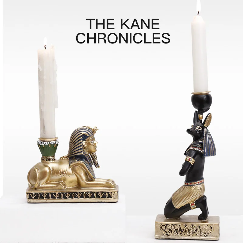 product 3d engraving crystal vintage egyptian culture candle holders anubis sphinx and pharaoh statues artistic home decoration pieces-8