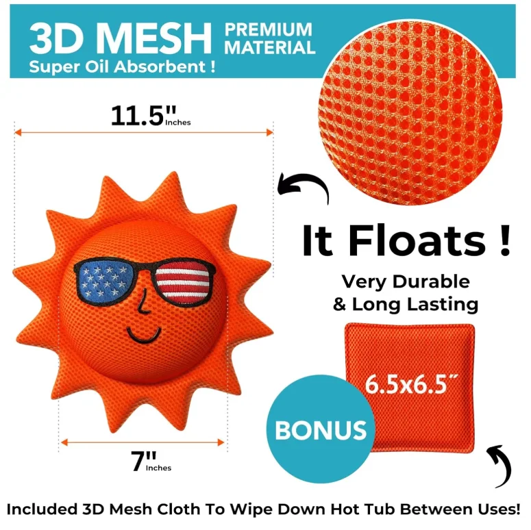 Reusable Hot Tub Scum Absorber - Floating Oil Absorbing Sponge and Skimmer for Spa and Pool Cleaning Oil Remover Scum Cleaner