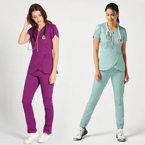 2026 Women's Anti-Static Anti-Bacterial Woven Nurse Scrub Suits Breathable Comfortable Hospital Uniform