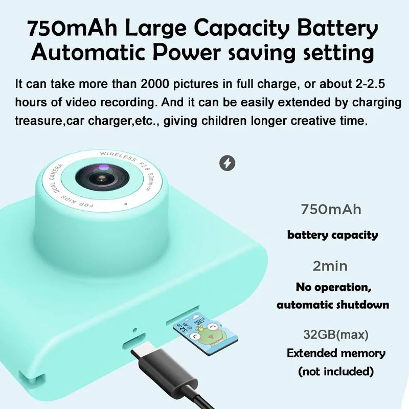 
C2 WiFi дуальный принтом «камера» для детей 24 MP 2 дюймовый экран с разрешением HD мультфильм Защитная крышка творческие игрушки подарки для детей цифровой видеокамеры 