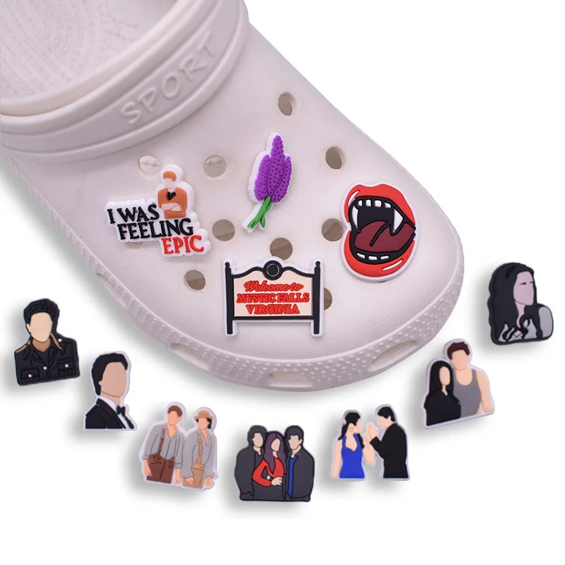 New Development Fashion Vampire Diaries Pvc Clog Shoe Charms For Adults