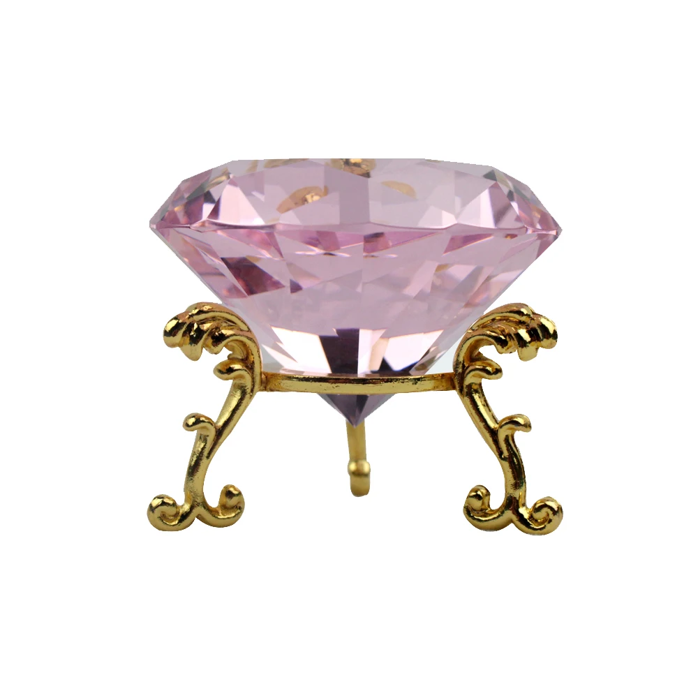 Wholesale 60MM Machine Cut Crystal Diamond Glass Fake Diamond Gemstone With Stand for Party Home Decoration