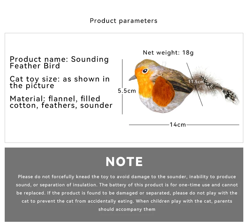Simulation Calling Bird Cat Toy Adult Cat Baby Cat Companion Boredom Catnip Toy Dog Boredom Pet Supplies supplier