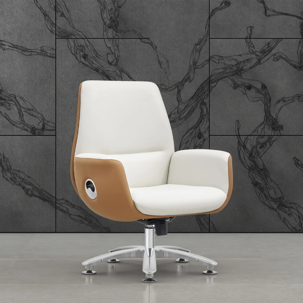 Modern Fixed Base Executive PU Leather Chair Thick Iron Frame Durable Swivel Tilt Function Commercial Furniture Solution 3
