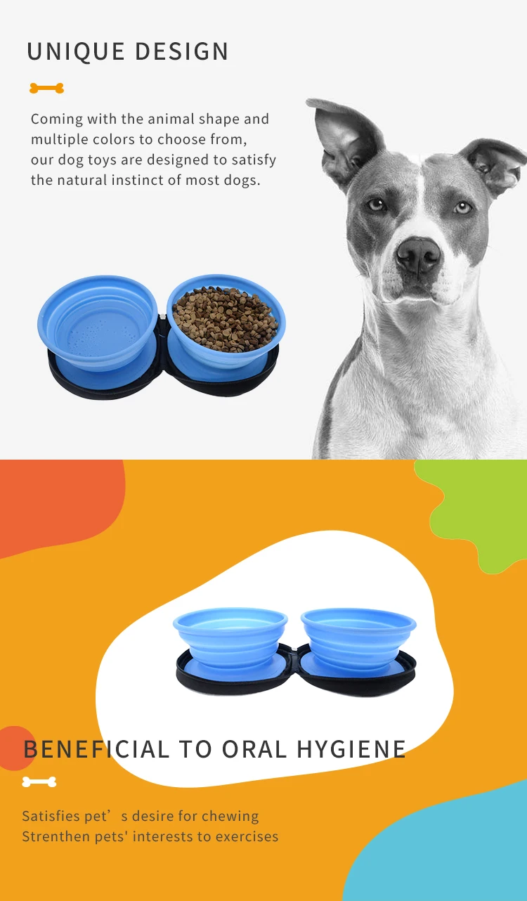 Famipet Custom Double Design Silicone Foldable Portable Travel Pet Bowl