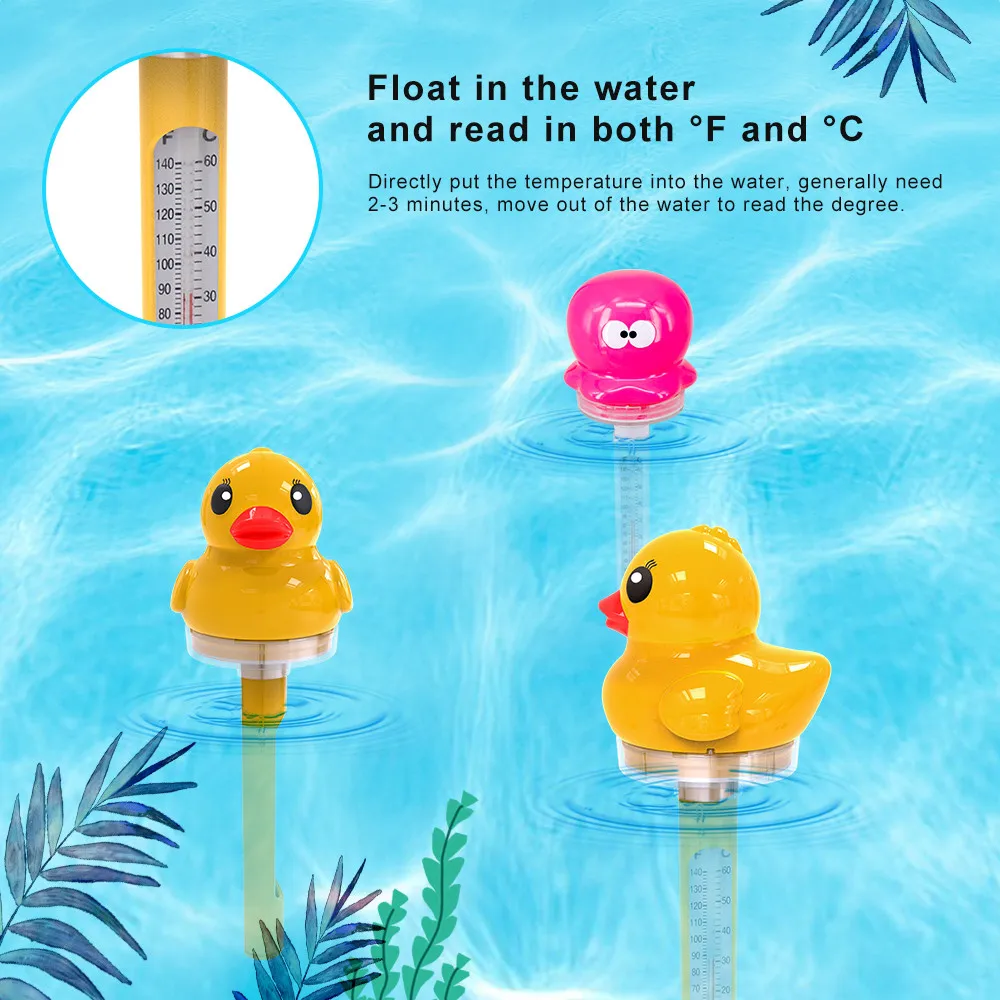 Floating Duck Pool Thermometer Solar Powered Pond Water Thermometer ...