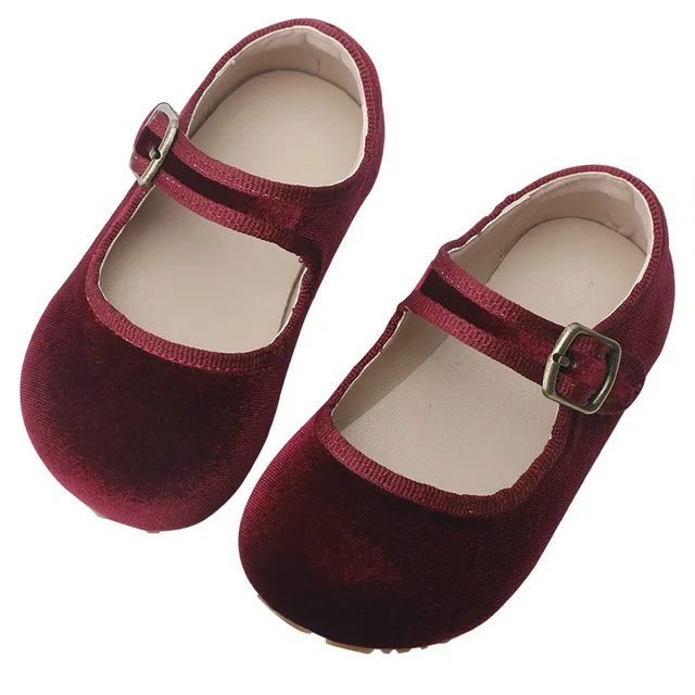 Children's casual shoes for Party Gifts kids school shoes Spring Autumn velour Mary Jane Girls Flat shoes Retro color