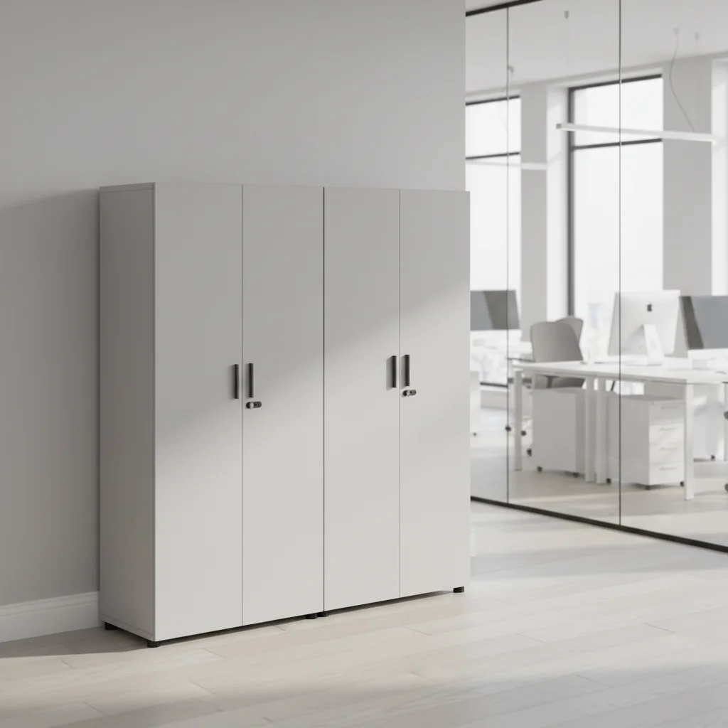 Premium Movable Vertical Double Door Filing Cabinet Documents Storage Solid Wood Construction Business Office Workshop Large 2