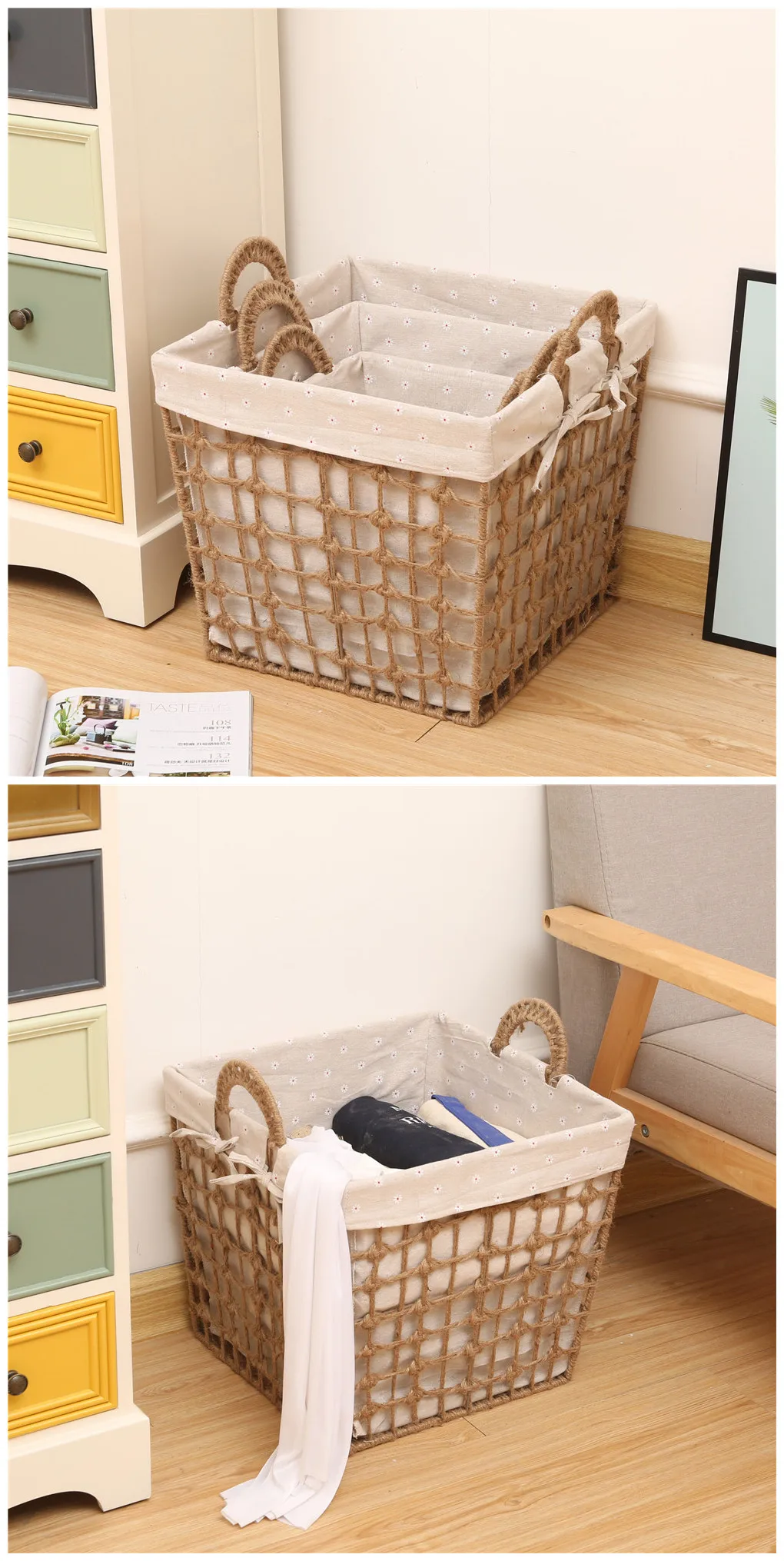 Custom Modern Decorative Wooden Storage Basket For Storage Clothing