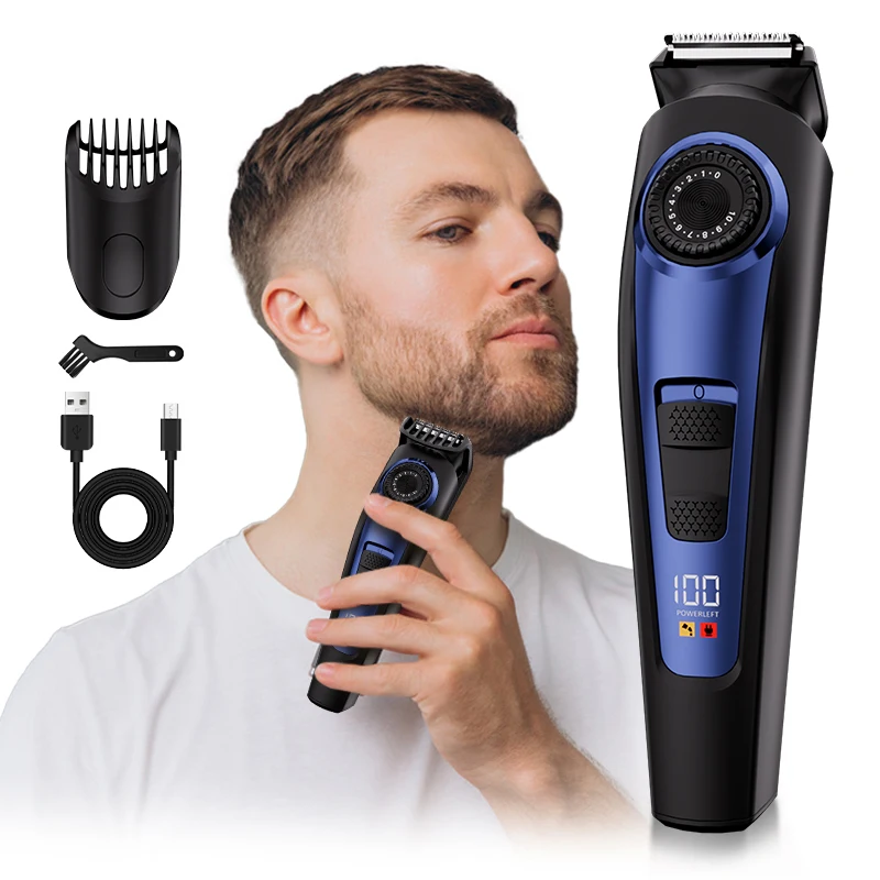 Adjustable Comb Digital Display USB Rechargeable Electric Shaver Beard Trimmer