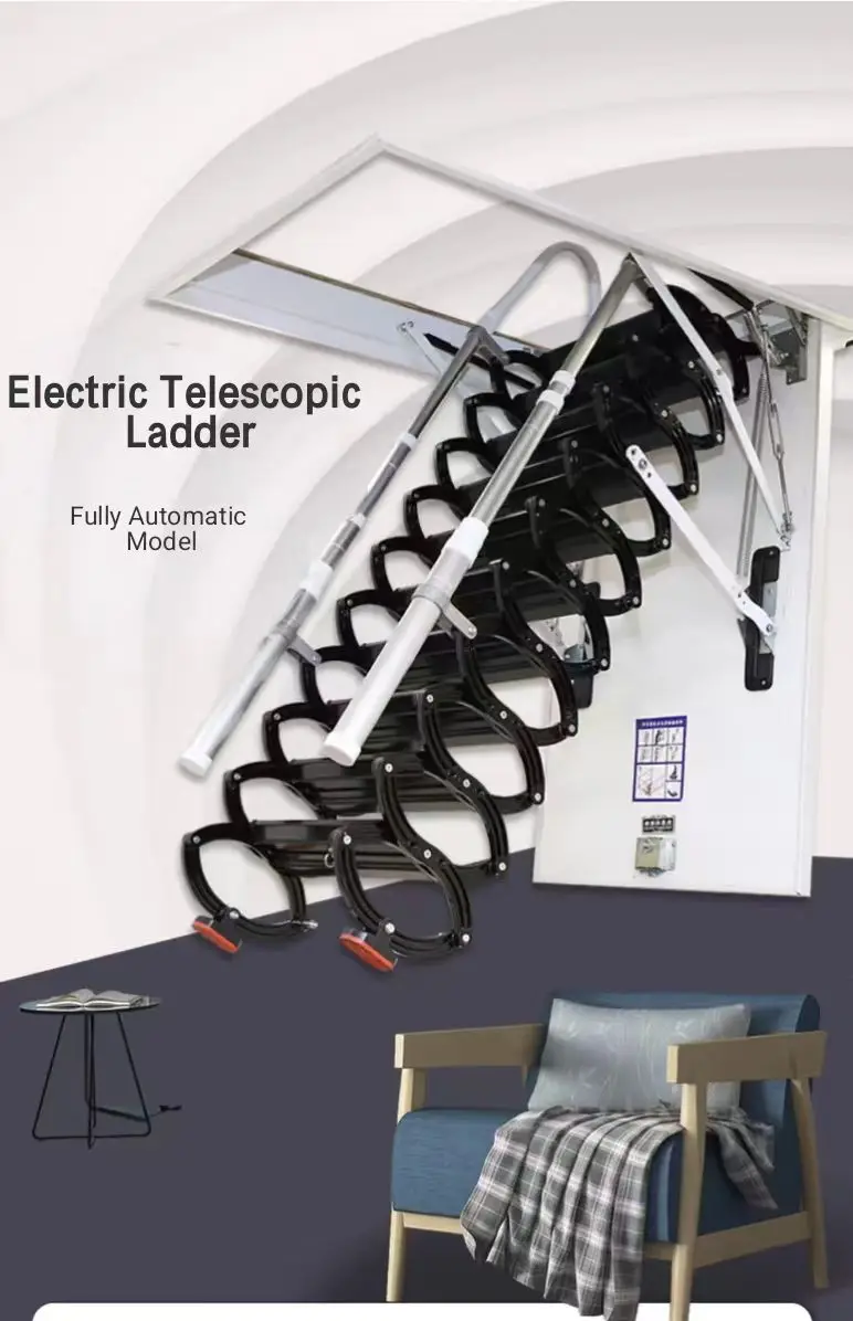 Motorized Attic Ladder Retractable Loft Access Ladder, Pull Down Stairs ...