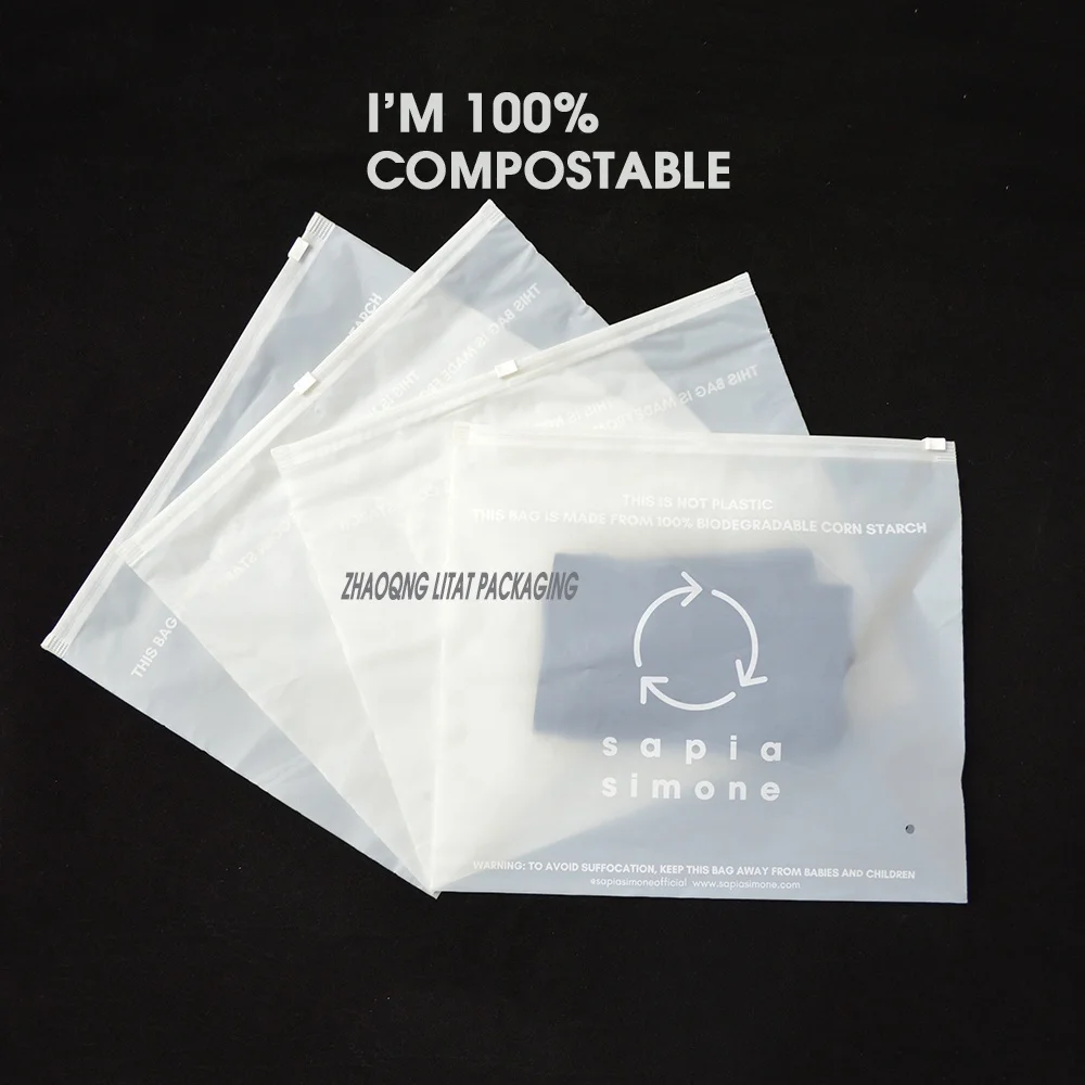 Free Samples Eco-friendly Bio Degradable Cornstarch Custom Bag Zipper Bag with Competitive Price Compostable Biodegradable Bag