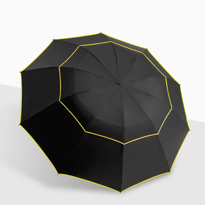 DD1686   Automatic Open Golf Umbrella Extra Large Oversize Windproof Rain Parasol Double Canopy Vented Stick Umbrellas
