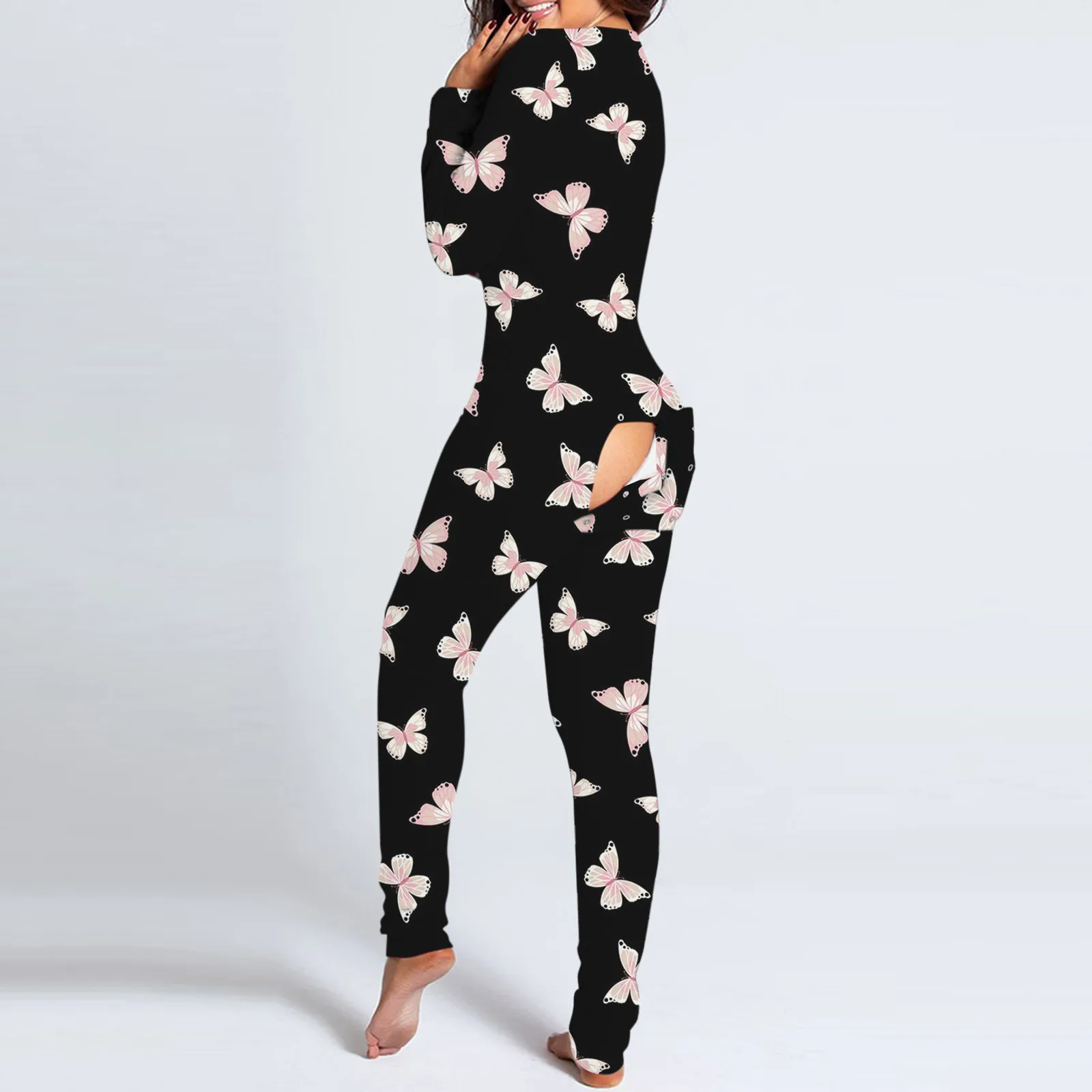 Sexy Women Onesies Milk Cow Jumpsuit Cutout Functional Buttoned Flap Adults  Pajamas Club Button Design Plunge Lounge Jumpsuit| Alibaba.com