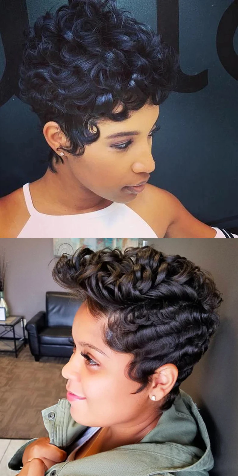 Black Arabic Style Short Hair Women Wigs Handsome Wig Grey For Female