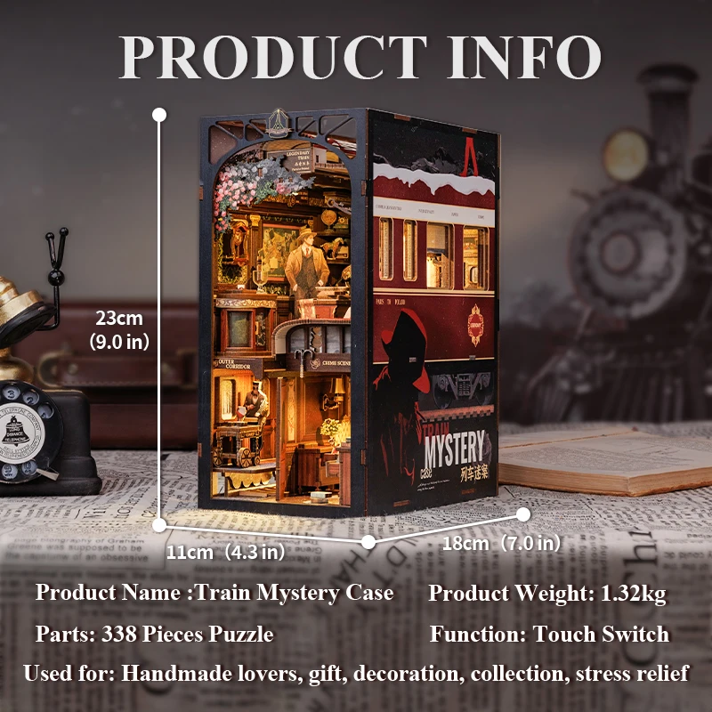 CuteBee New Style  DIY Book Nook Detective Miniature Dollhouse with Dust Cover Book Nook Kit Jigsaw Puzzle Use As Gift Ideas