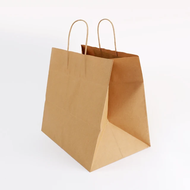 SENCAI Custom Brown Kraft Paper Bag  Fast Food Take Away Package Paper  Bags With Logo Printed In Containers