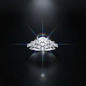 Custom Shiny Oval Butterfly Moissanite Ring Prong Setting Fine S925 Sterling Silver Platinum Plated GRA Certified Women Wedding